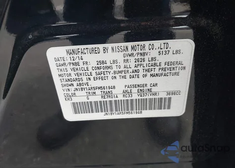 2015 Infiniti Q70 3.7X from USA, damaged, VIN JN1BY1AR5FM561948